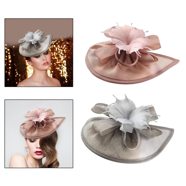 2 uds sombrero de malla elegante cóctel fiesta de té Derby de Kentucky rosa gris Colcomx sombrero tocado