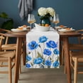 thumbnail image 2 of Blue Flowers Table Runner - 120 Inch Long, Kitchen Dining Table Runner Dresser Scarves, Watercolor Botanical Nature Floral Herbs Farmhouse Decor for Coffee Tables Wedding Party Banquet, 2 of 8