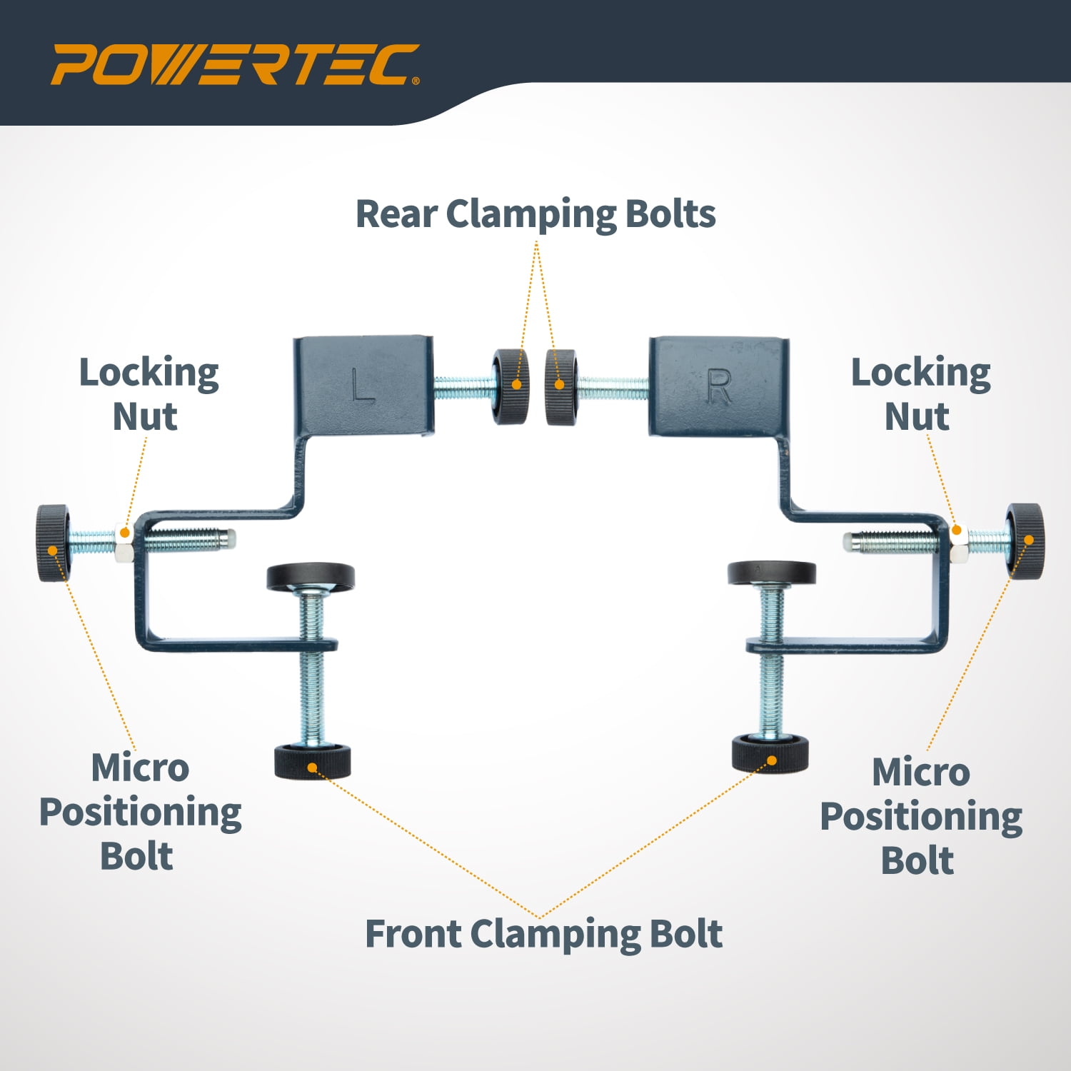 POWERTEC 2PK Drawer Front Installation Clamps, Cabinet Installation Clamps, Adjustable Drawer Fixing Clamp, Drawer Face Mounting Clamps, Easy and Fast Cabinet Assembly Clamps for Woodworking (71181)