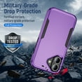 thumbnail image 6 of Feishell Case Fit for Apple iPhone 16,Military Grade Shockproof Protection Hybrid Armor Double Layer Hard PC + Soft TPU Drop Resistant Anti-Fingerprint Phone Cover,Purple+Black, 6 of 6