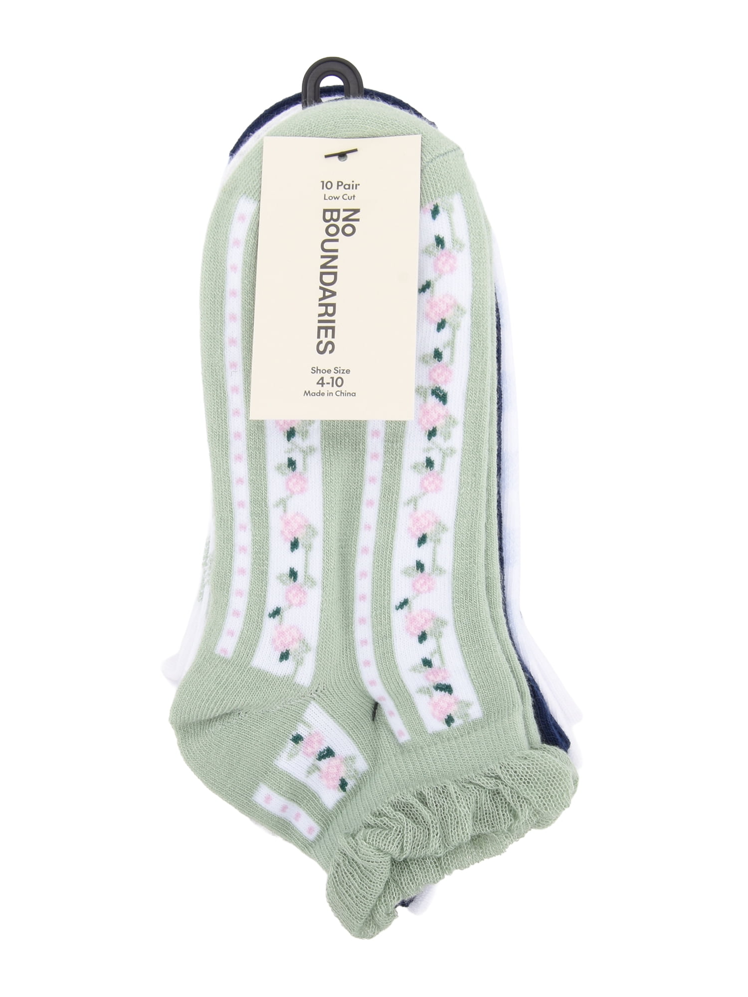 No Boundaries Women’s Low Cut Socks, 10 Pack, Shoe Sizes 4-10