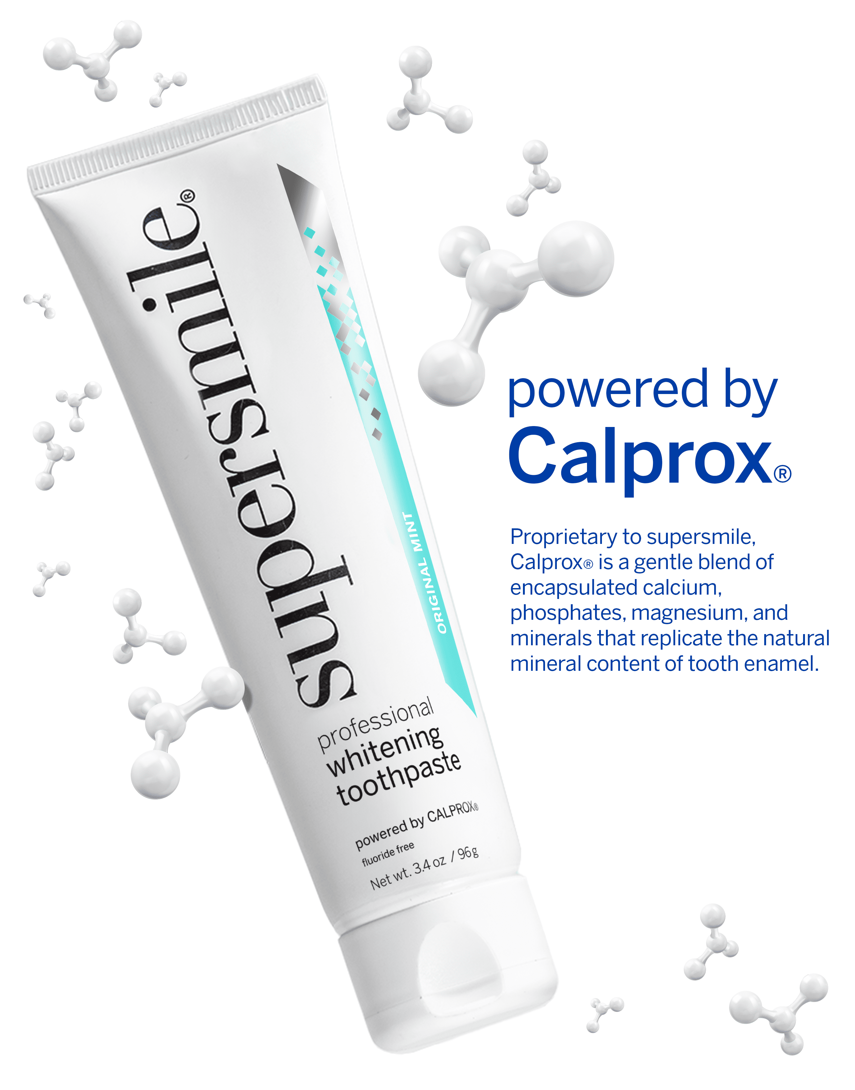 Supersmile Fluoride-Free Whitening Toothpaste – Original Mint, Enamel-Safe Formula, 3.4 oz