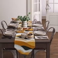 thumbnail image 3 of Abstract Orange Cotton and Linen Triangle Table Runners Long Dresser Scarves Table Decoration for Wedding Party/Graduation Ceremony/Banquet Ombre Geometric Black White Coastal Waves, 3 of 9