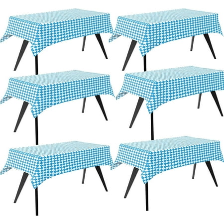EBAOKUUP 6 Pcs Oktoberfest Tablecloth- 54" x 108" Oktoberfest Bavarian Flag Check Tablecovers Blue Diamonds Bavarian Tablecover for German Oktoberfest Themed Party Decorations