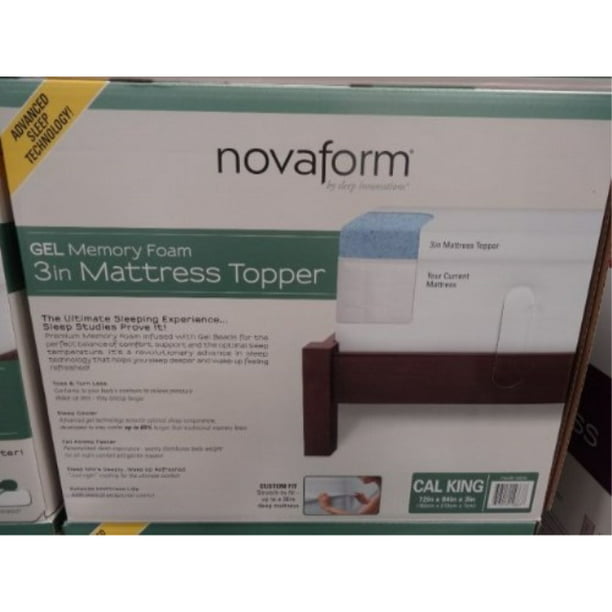 novaform gel memory foam 3 inch mattress topper cal king
