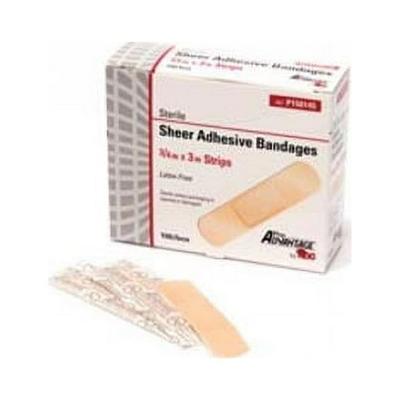 Pro Advantage Sheer Adhesive Bandage - Strip - 3/4"x 3" - 100Bx - 12Bx/Cs