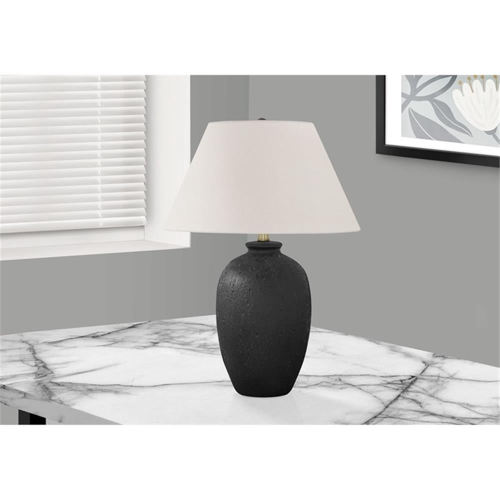 Lighting, 24"H, Table Lamp, Black Ceramic, Ivory / Cream Shade, Modern