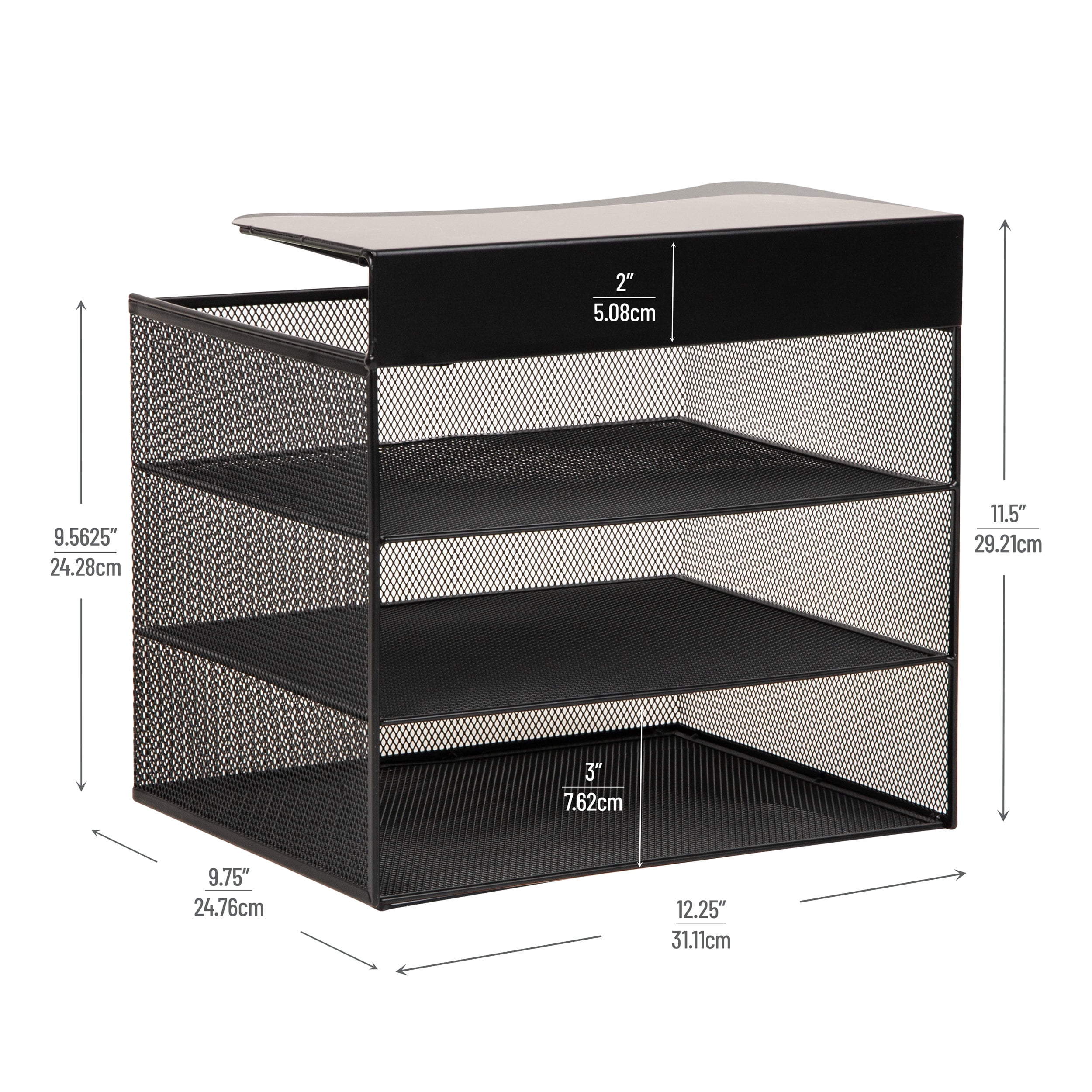 Mind Reader Slide-on Under Desk File Organizer, No Tools Required, Hanging Storage, Metal, Black