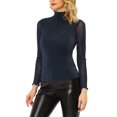 thumbnail image 4 of MODA NOVA Juniors Shiny Semi See Through Long Sleeve Slim Party Blouse, 4 of 5