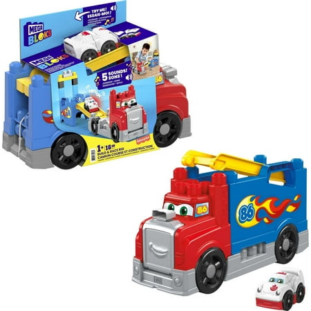 UPC: 0887961659481 | MEGA BLOKS Build & Race Rig Fisher-Price Toy Blocks with Sounds (16 Pieces) for Toddler