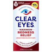 (2 pack) Clear Eyes Maximum Red Eye Relief Lubricant Eye Drops, Daily Use, 0.5 fl oz