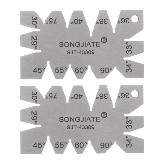 2 Packs Screw Thread Gauge Cutting Angle Gage Template 29 to 90 Degrees Lathes Measuring Tool, 2mm Thickness