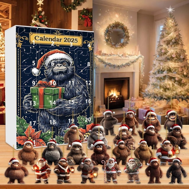 Calendario de Navidad 2025 con 24 Regalos Sorpresa | Muñecos 2D | Precioso Colgante Navideño | Fácil de Colgar y Reutilizable | Decoración Festiva para El Árbol de Navidad | Material Acrílico Resiste