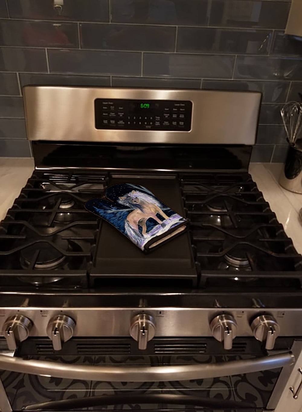Starry Night Chinese Crested Oven Mitt
