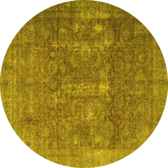 Ahgly Company Indoor Round Persian Yellow Traditional Area Rugs, 3' Round