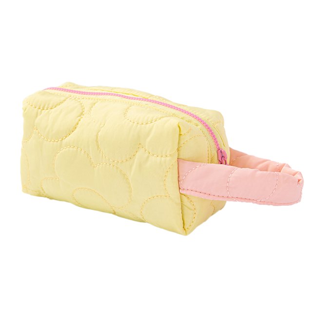 Hukapapa Bolsa de cosméticos con flores de poliéster, bolsa de acabado, bolsa de cosméticos portátil, color amarillo