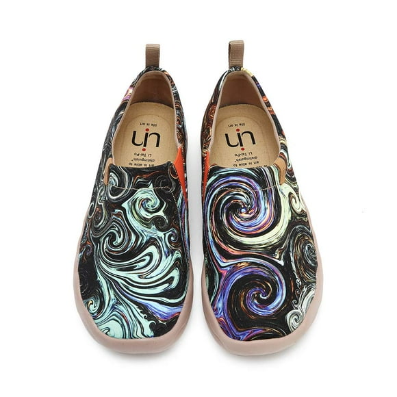 UIN Womens StarryANight Painted canvas Slip-On Shoes Fashion Ladies Travel Shoes Black (9)