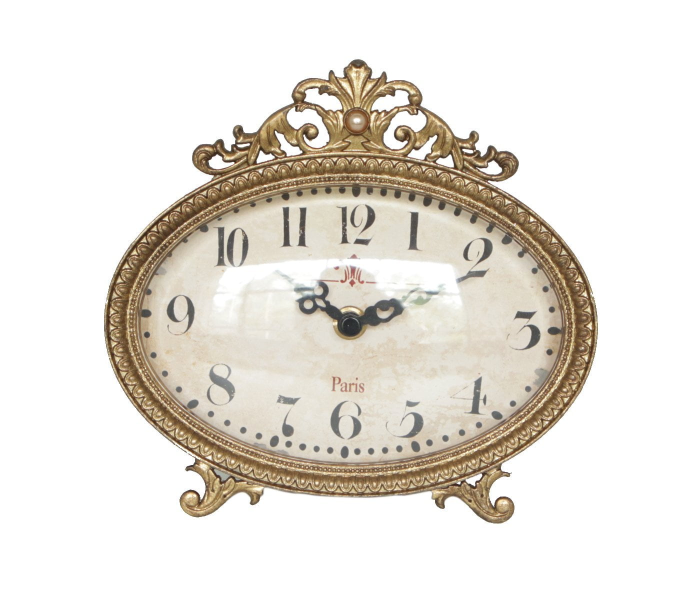 NIKKY HOME Pewter Vintage Table Clock 6.5" x 6",Antique Gold