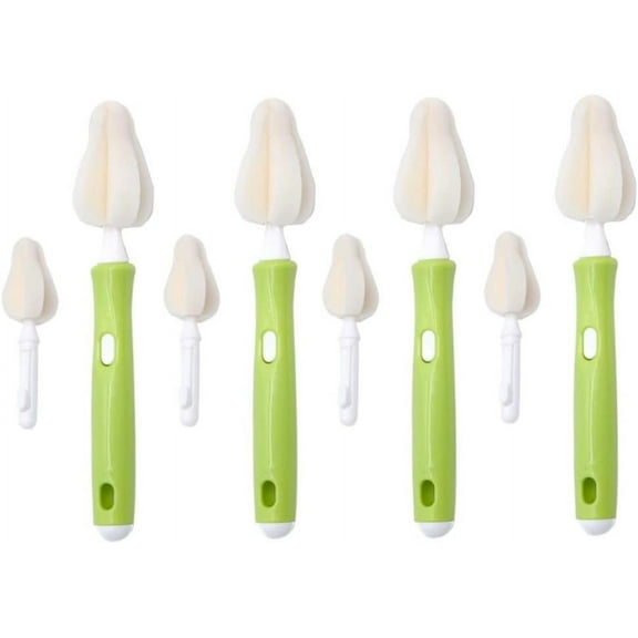 8PCS Milk Bottle Nipple Brushes Baby Milk Bottle Pacifier Sponge Cleaning Brushes BPA FreePacifier Sponge Cleaning Small Brush Cleaner Set BPA Free for Bottles and Accessories