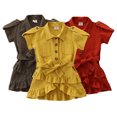 thumbnail image 2 of MXIEZI Little Girls Summer Casual Dress with Short Sleeves and Ruffled Hem Button-Down Sundress for 1-6 Years Toddler Kids, 2 of 9