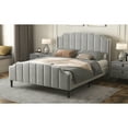 thumbnail image 3 of Queen Size Upholstered Platform Bed with Headboard and Footboard, No Box Spring Needed, Velvet Fabric, Gray 81AAE, 3 of 9