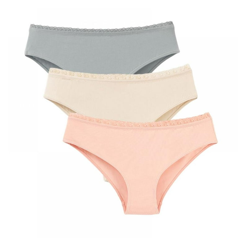 Women's Underwear Lace Trim Nylon Briefs Full Cut Carole Panties