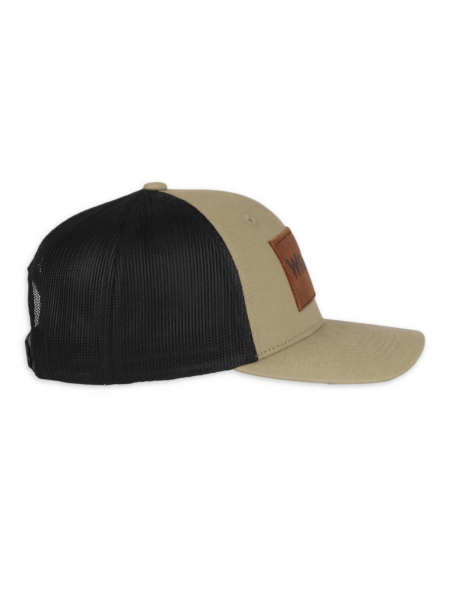 Wrangler Licensed Hat - Adult Men's Structured Meshback Debossed Leather Patch Modern Trucker Cap
