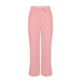 thumbnail image 5 of Cotton Linen Pants Women Summer Baggy Drawstring High Waisted Wide Leg Trousers Flowy Beach Lounge Pants with Pockets Pink 3XL, 5 of 8