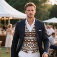 thumbnail image 3 of Yuyamidu Aztec Tribal Mens Suit Vest Business Casual Dress Waistcoat Vest Size 4XL Leopard Print Formal Wedding Vests for Suits or Tuxedo, 3 of 7