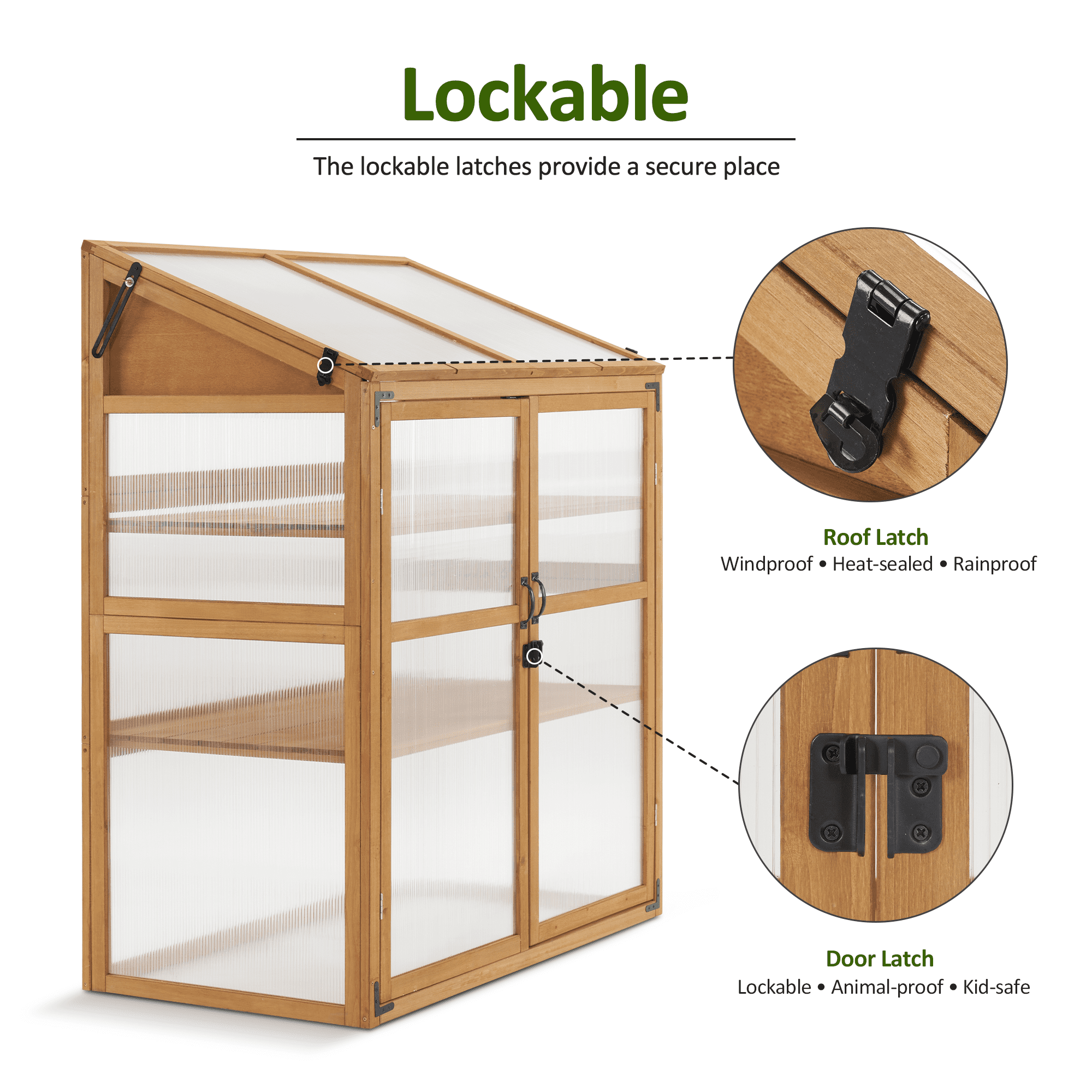 MCombo Cold Frame Large Wooden Greenhouse Cabinet Garden with Adjustable Shelves for Outdoor Indoor Use, 1344