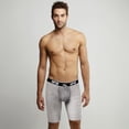 thumbnail image 3 of UFM Mens Underwear, 9 Inch Inseam Bamboo-Spandex Mens Boxer Briefs, Adjustable REG Support Pouch Mens Boxers, 36-38(L) Waist, Gray, 3 of 5