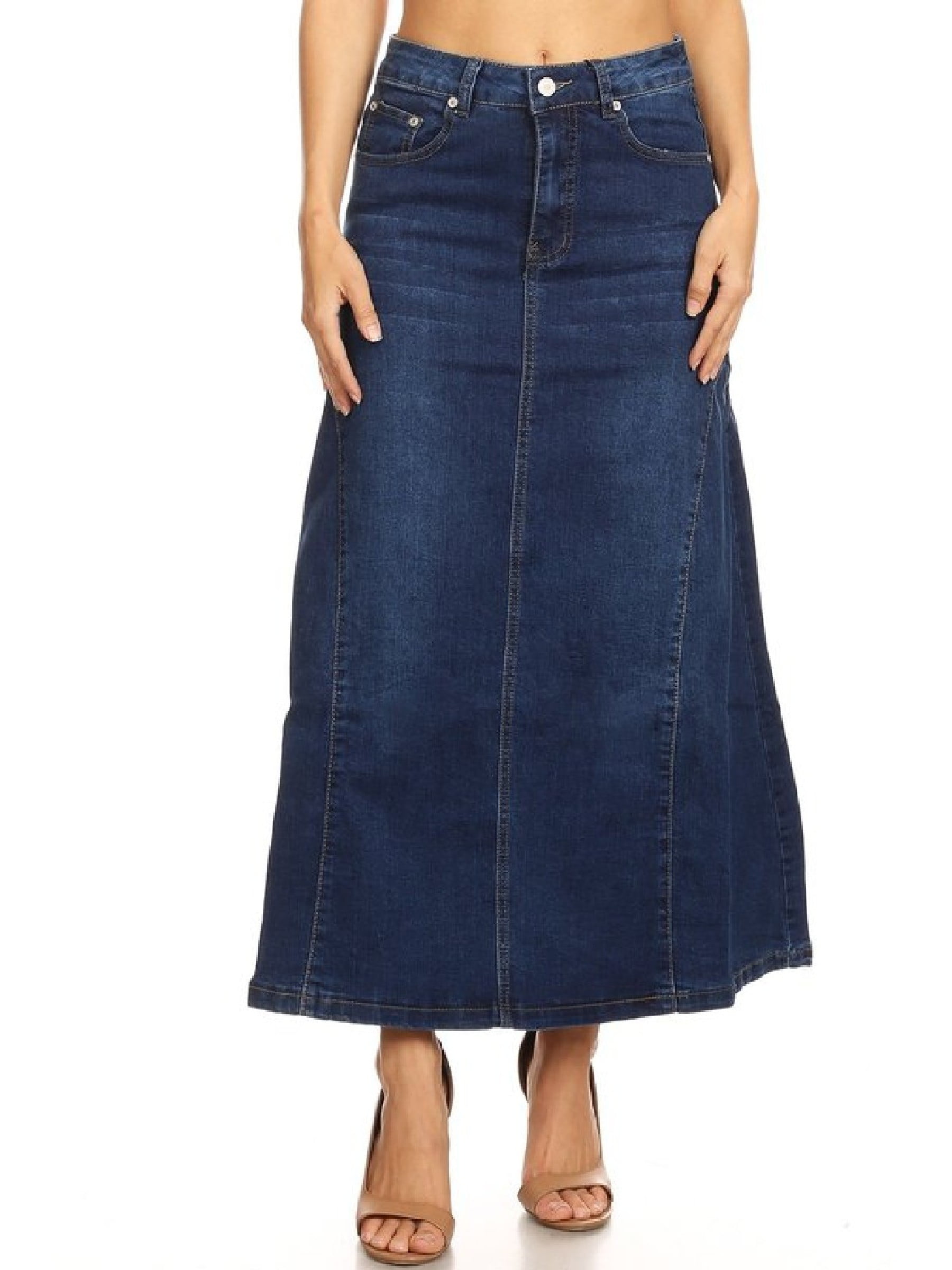 denim long skirts for womens
