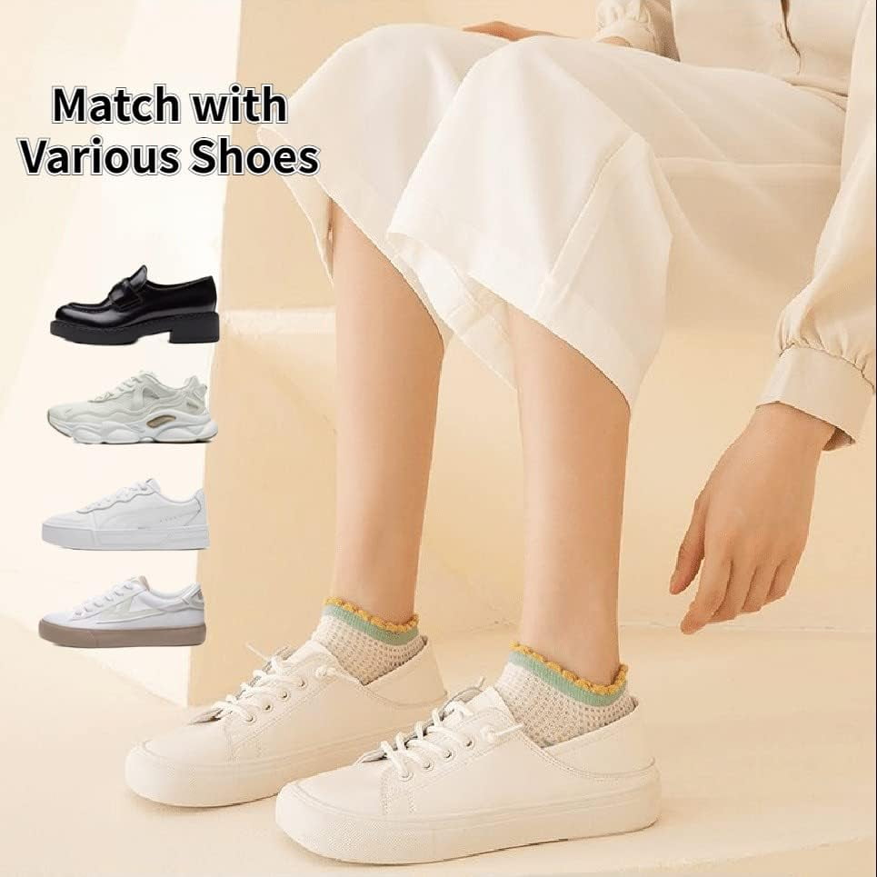 CoCozhu 5/10 Pairs Cute Flowers Patterned Design Combed Cotton Mesh Breathable Ankle Socks For Women Girls