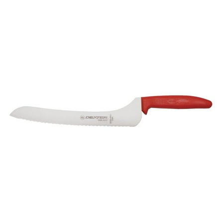 

Dexter Sani-Safe Scalloped Offset Bread Knife with Red Polypropylene Handle - 9 L Blade 13583R/S163-9SC