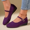 thumbnail image 5 of Yuanlong Women's Casual Shoes Suede Buckle Strap Wedge Mary Jane Solid Color Comfortable Stylish Holiday Shoes, 5 of 7