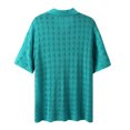 thumbnail image 3 of Camisas Negras Para Hombre Camisa de calle de verano para hombre, blusa informal suelta de Color sólido de punto de manga corta con botones y solapa (Blue, L), 3 of 7