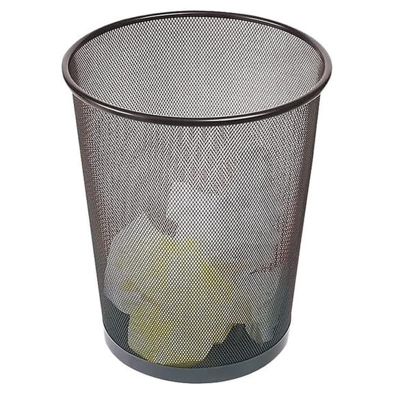 Brighton Professional Black Wire Mesh Round Wastebasket, 5 gal.