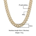 thumbnail image 2 of FEEL STYLE Male 19MM Zircon Gold Plated Fat Cuban Chain Necklace for Men Teen 24", 2 of 5