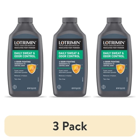 (3 pack) Lotrimin Daily Sweat and Odor Control Medicated Foot Powder, 6.25 oz