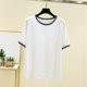 thumbnail image 1 of Fiudx Camisas de Mujer Camiseta de Manga Corta con Cuello Redondo y Retazos para Mujer Top/Camisa de Cuello Redondo de Manga Corta, 1 of 3