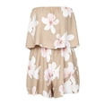 thumbnail image 6 of VeFlora Jumpsuits for Girl, Elegant Bandeau Rompers, Sleeveless Floral Print Overalls Elestic High Waist Playsuits, Kids Summer Wide Leg Shorts One Piece Beach Coverups(Beige/6-7 Years), 6 of 6