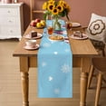 thumbnail image 2 of Christmas Blue Table Runner 108 Inches Long Farmhouse Dress Scarves, Cute Gnomes Xmas Winter Snowflakes Dining Tablerunner for Coffee Table/Kitchen Island/Party Décor, 13" x 108", 2 of 8