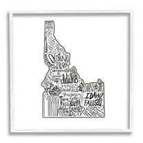 Stupell Industries Idaho State Shape Typography Cities Graphic Art White Framed Art Print Wall Art, Design by The Saturday Evening Post
