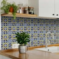 thumbnail image 2 of Mi Alma Removable Vinyl Spanish Blue Yellow Backsplash Tile Stickers, 24pcs, 2 of 10