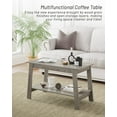 thumbnail image 3 of 31.49" Industrial Coffee Table, Farmhouse Nightstand Set of 2-Tier Storage Side Tables with Rustic Wood Finish for Bedroom/Living Room, Narrow Space-Saving Design, Grey, 3 of 7