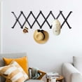 thumbnail image 5 of Expandable Wooden Wall Rack with 20 Hooks - Space-Saving Coat Rack for Hats, Mugs, Jewelry (Black), 5 of 5