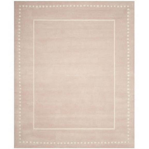 SAFAVIEH Bella Danita Plain Dotted Bordered Wool Area Rug, Light Pink/Ivory, 5' x 5' Square
