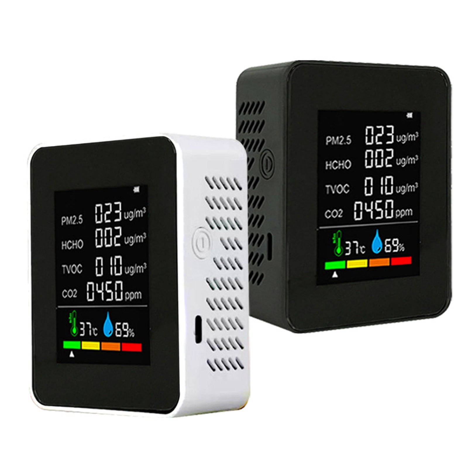 Air Quality Monitor Indoor CO2 Meter Tester, PM2.5 PM1.0 TVOC Formaldehyde Detector, Real Time Temperature Humidity Multifunctional Air Analyzer for Home Office (1 PC)