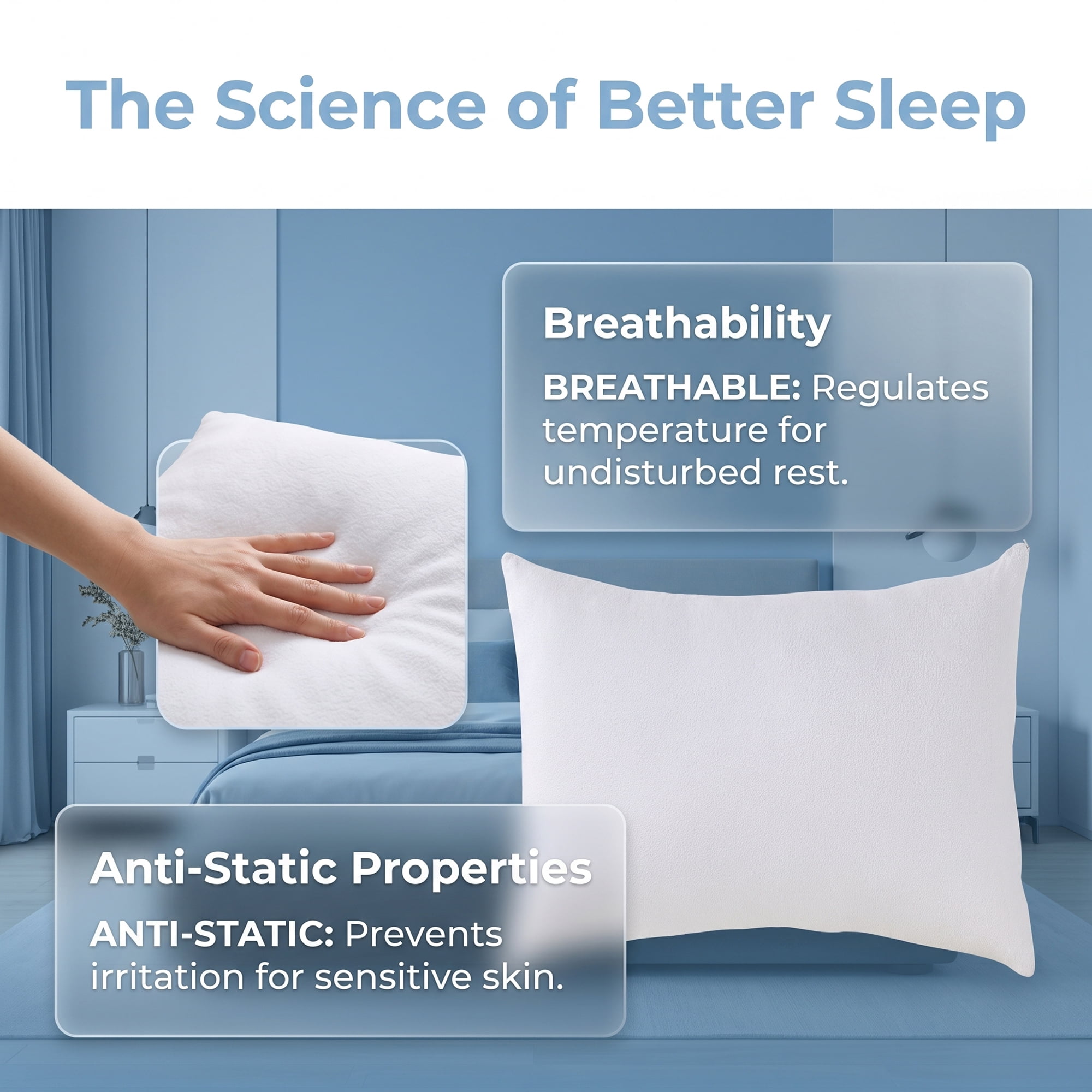 Unique Bargains 2Pcs Standard Size Waterproof Polyester Pillowcases White 20" x 26"