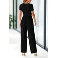 thumbnail image 6 of PRETTYGARDEN Women's Summer One Piece Jumpsuits Dressy Casual Short Sleeve Square Neck Wide Leg Jumpsuit Rompers, 6 of 7